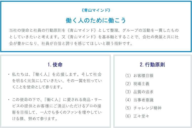 経営理念 企業情報 青山商事