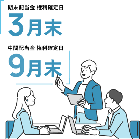 期末配当金 権利確定日 3月末、中間配当金 権利確定日 6月末